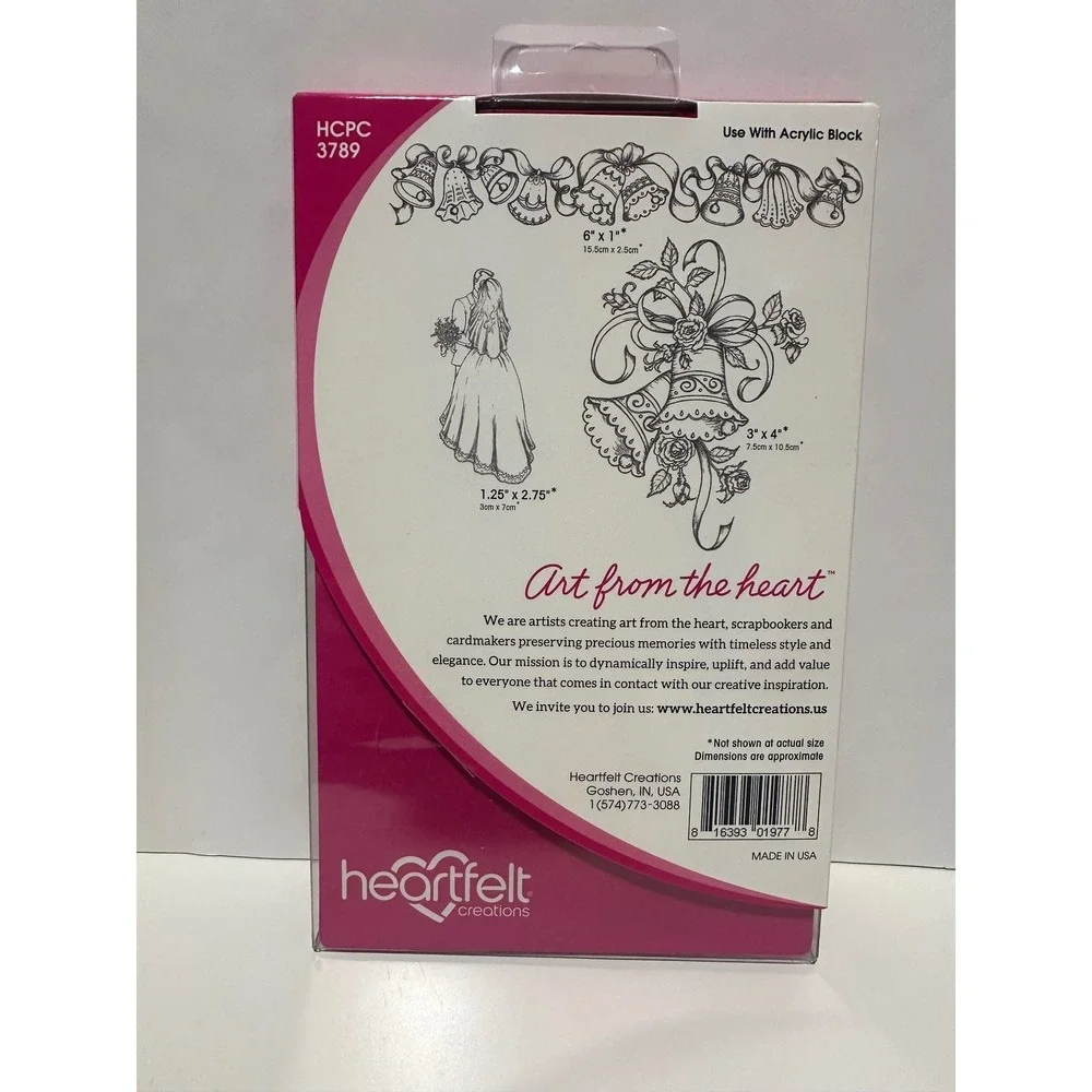 Heartfelt Creations Classic Wedding Bells Die HCD1-7143 & Stamp HCPC-3789 Set
